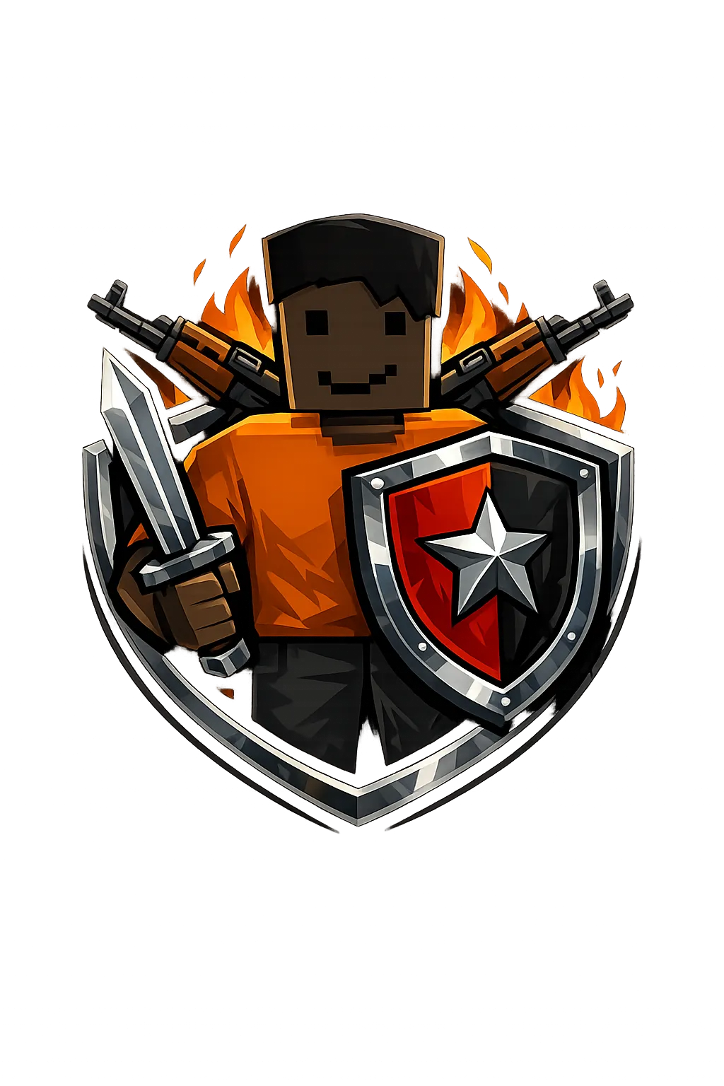 Niggashield, the protector — a nigga in Unturned holding a shield and AKs